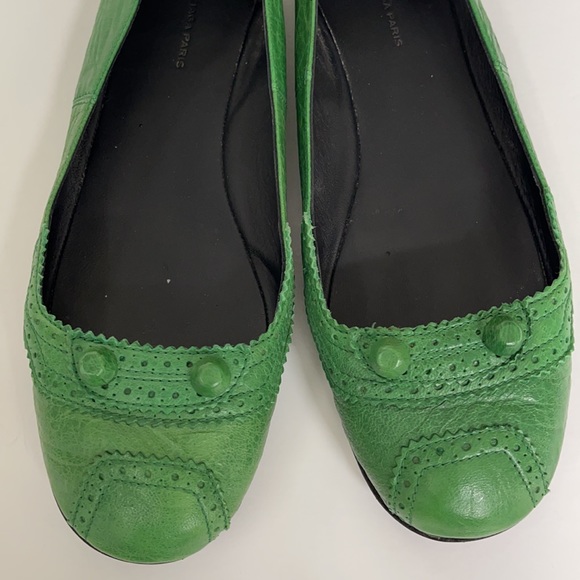 BALENCIAGA Leather Green Flats - Picture 2 of 9